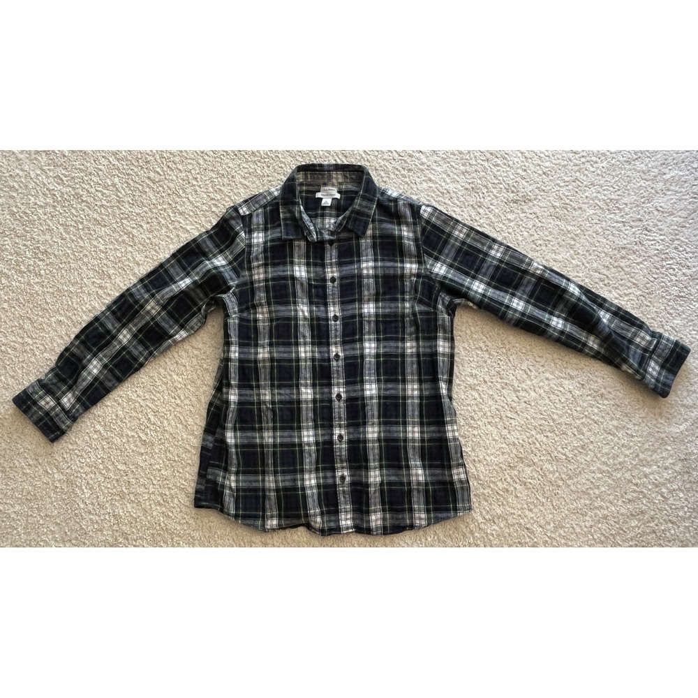 LL Bean Slightly Fitted 100% Cotton Vintage Tartan Flannel Shirt Men L